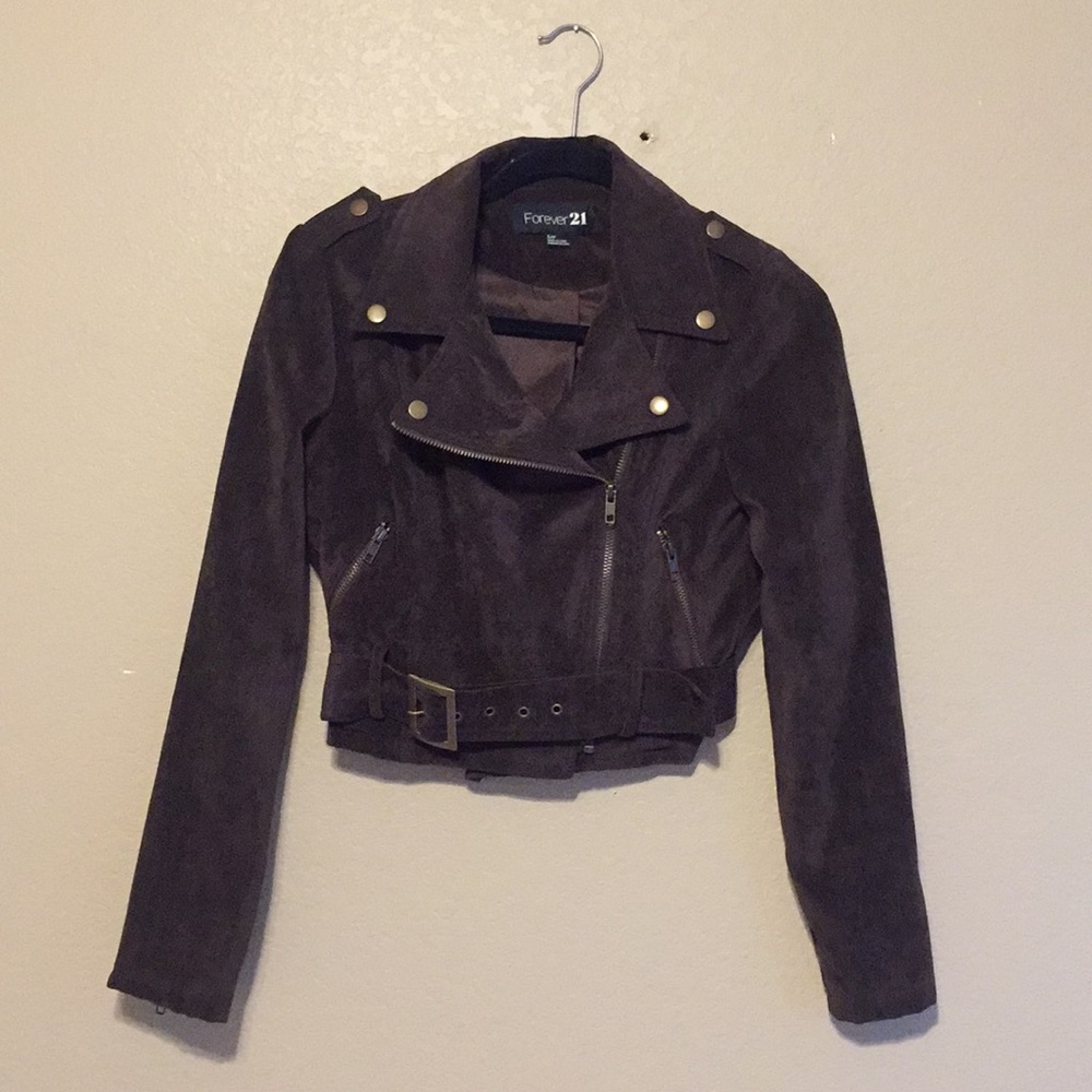 Chocolate brown faux suede jacket